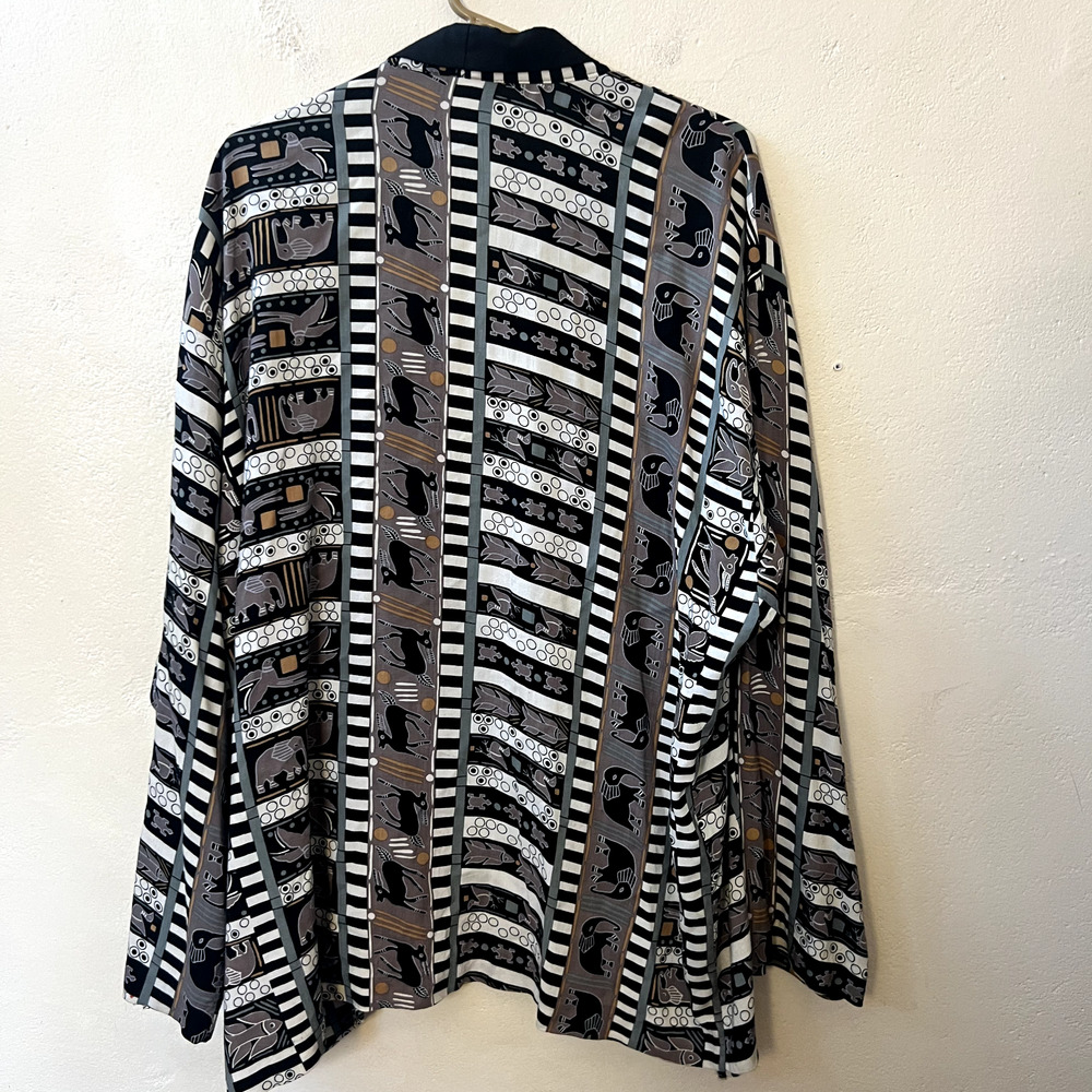 THE CLOTHING CO Womens Open Tunic Top Multicolor Elephants Safari Tribal Boho 3X - Picture 3 of 8
